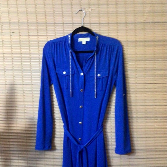MICHEAL KORS beautiful royal blue shirt dress. - Picture 10 of 14